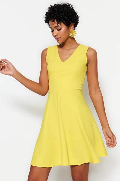 Yellow V-Neck Mini Dress - Sunny & Flattering