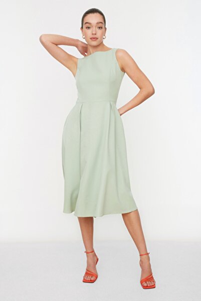 Mint Pleated Midi Dress - Fresh & Airy