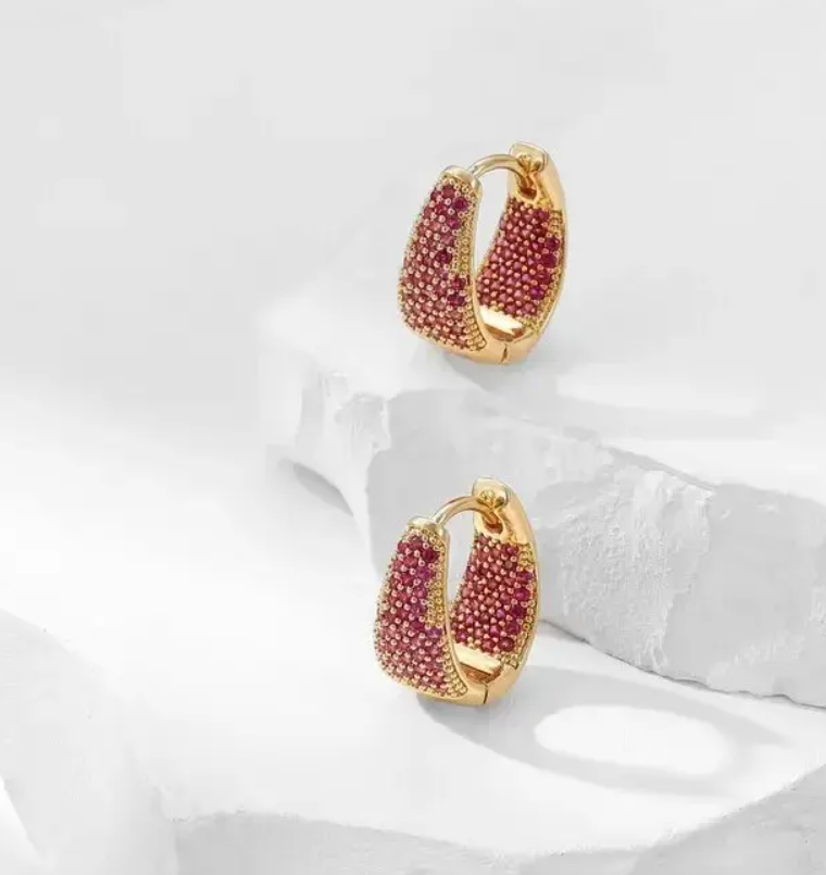 Colorful Zircon Hoop Earrings – Shine in Every Shade