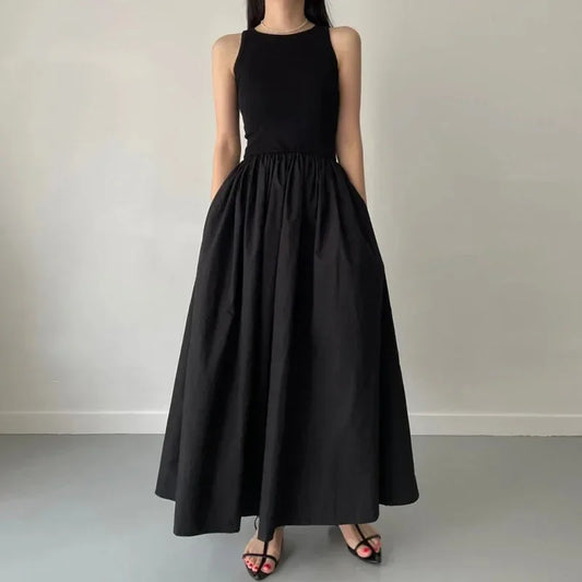 Elegant Sleeveless Black Maxi Dress