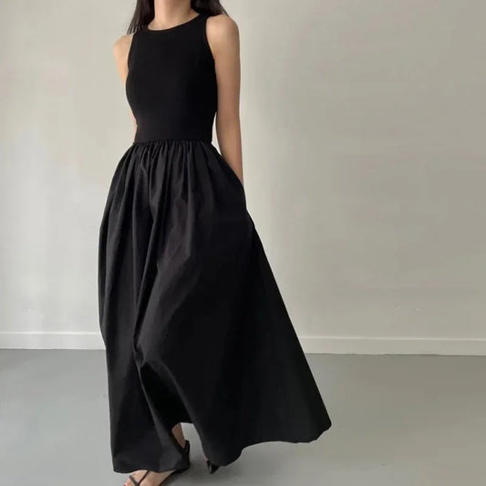 Elegant Sleeveless Black Maxi Dress