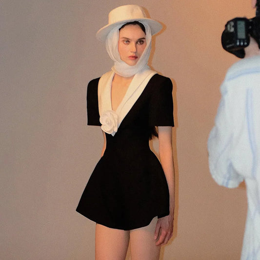 High Waist Floral V-Neck Jumpsuit