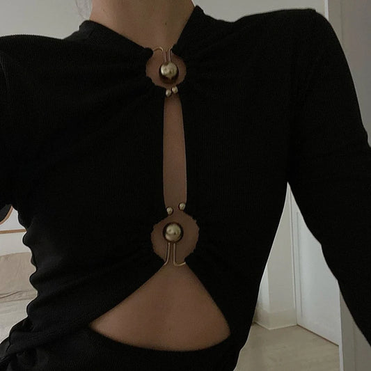 Hollow Out Metal Ring Bodysuit