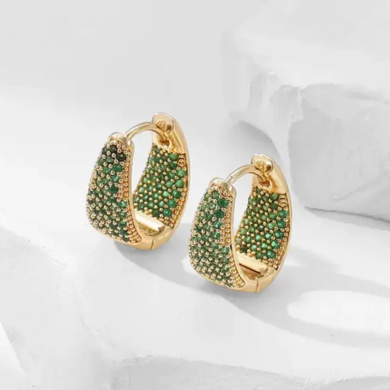 Colorful Zircon Hoop Earrings – Shine in Every Shade