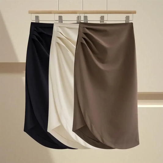 High Waist Asymmetrical Pleated Skirt