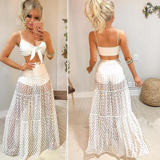 Floor Length Style  Mesh Maxi Skirt