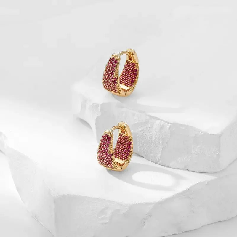 Colorful Zircon Hoop Earrings – Shine in Every Shade