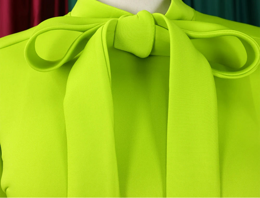 Elegant Bow Collar A Line Midi Dress - Green