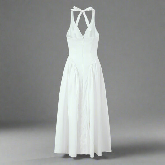 Elegant Halter Backless Midi Dress
