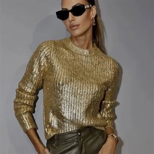 Women's Sequined Knit Top