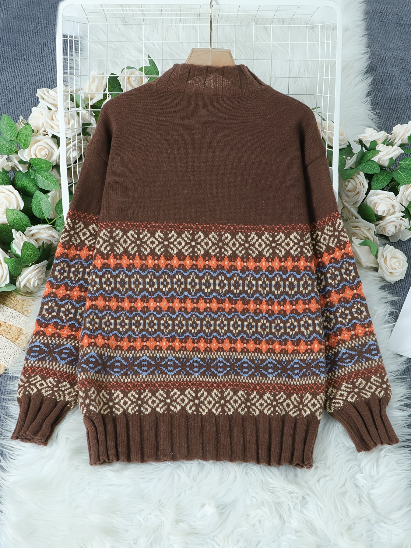 Vintage Stripes & Blooms Sweater