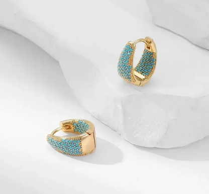 Colorful Zircon Hoop Earrings – Shine in Every Shade