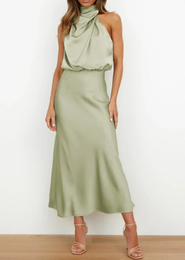 Effortless Grace The Ankle Length Satin Dress