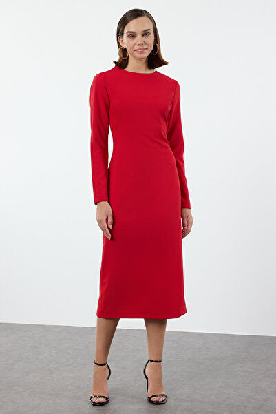 Red Saran Midi Dress - Bold & Smooth