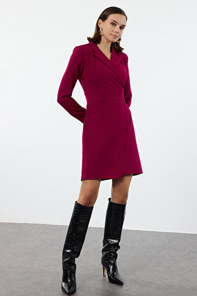 Light Purple Double-Breasted Mini Dress - Soft & Structured