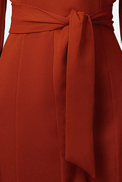 Brown Straight Midi Dress - Neutral & Versatile