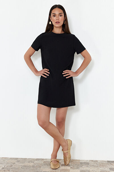 Black Plain Mini Dress - Minimalist Essential