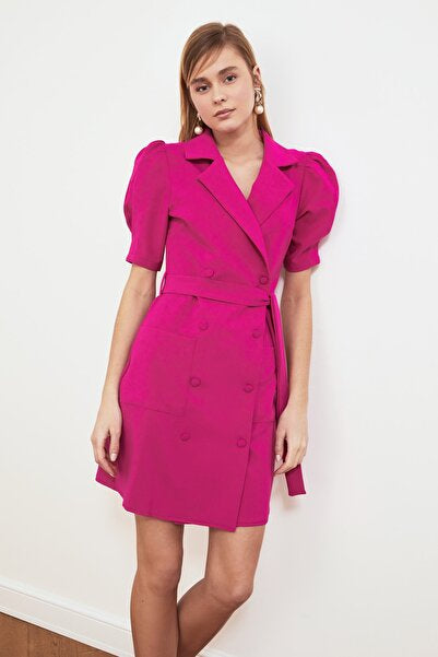 Fuchsia Belted Jacket Dress - Bold & Tailored