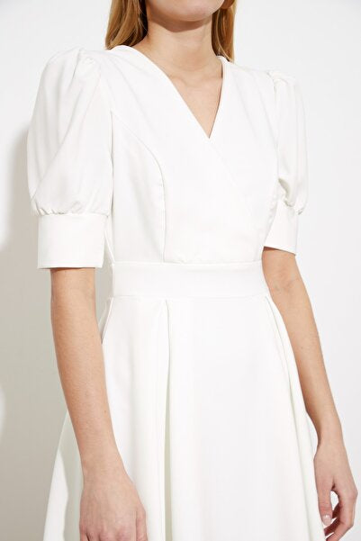 White Double-Breasted Skater Dress - Crisp & Modern Mini