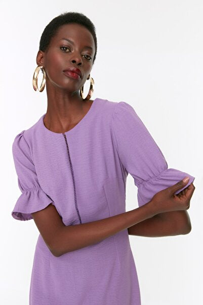 Purple Dress with Ladder Detail - Unique & Textured