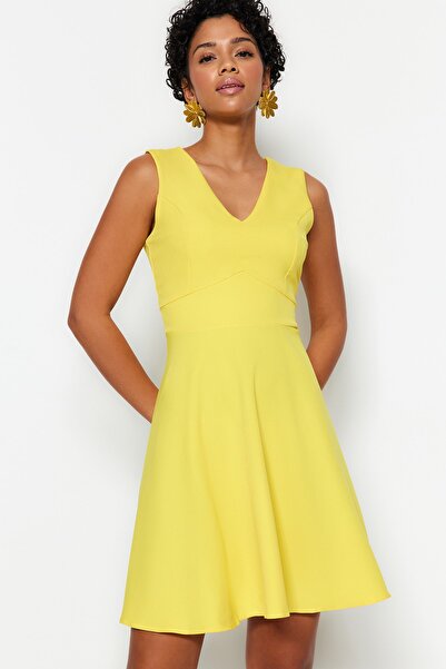 Yellow V-Neck Mini Dress - Sunny & Flattering