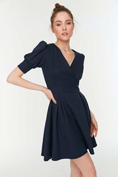 Navy Double-Breasted Skater Dress - Classic & Playful