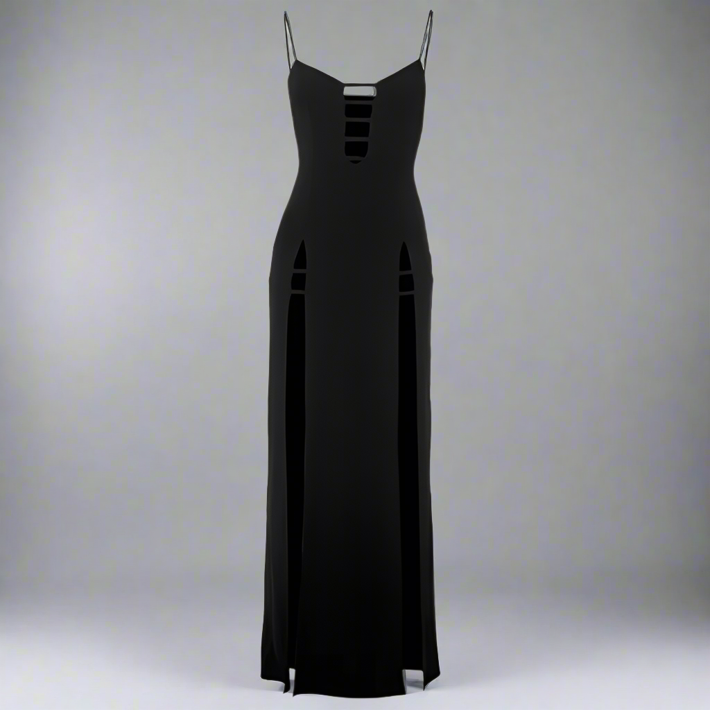 Dark Elegance Side Slit Dress