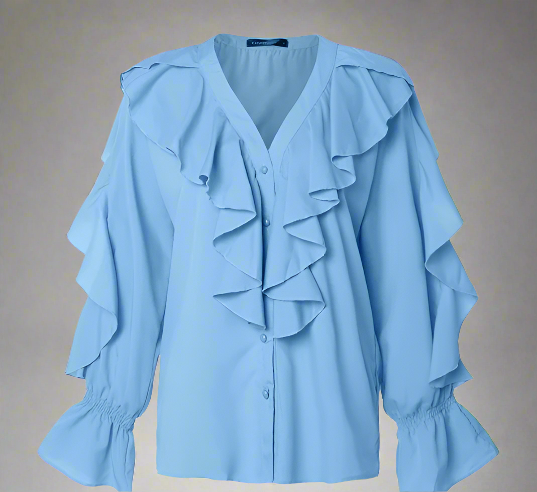 Elegant Buttoned V-Neck Blouse