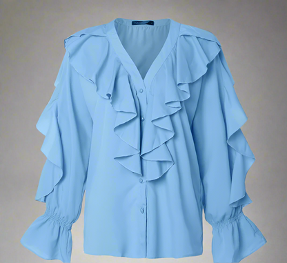 Elegant Buttoned V-Neck Blouse