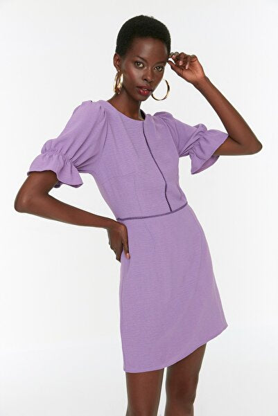 Purple Dress with Ladder Detail - Unique & Textured