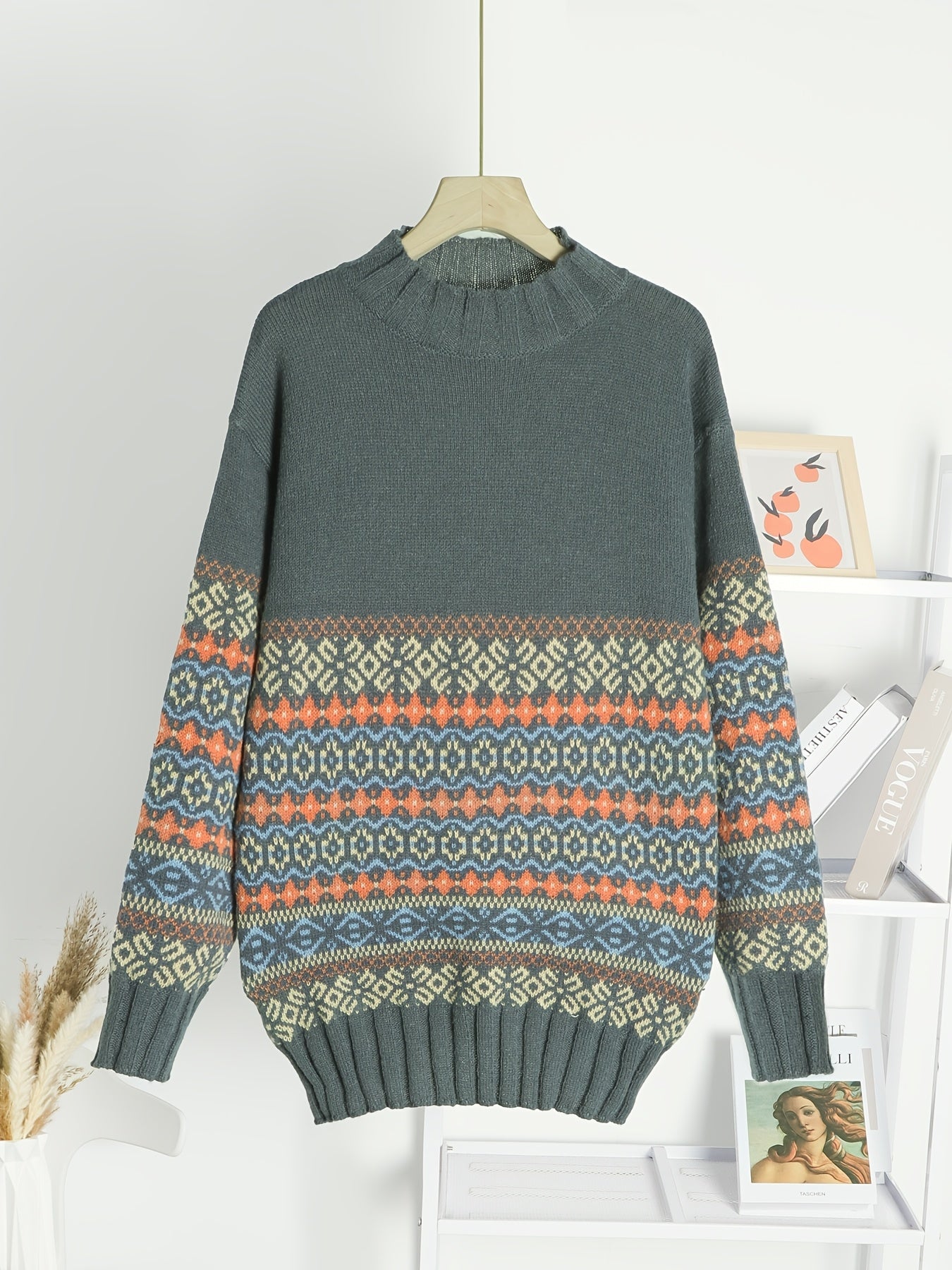 Vintage Stripes & Blooms Sweater