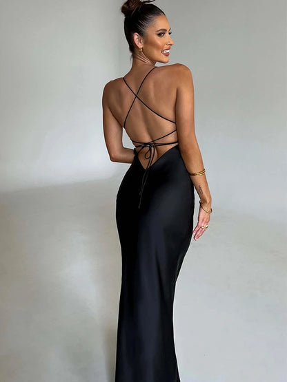 Silken Siren Backless Slip Dress