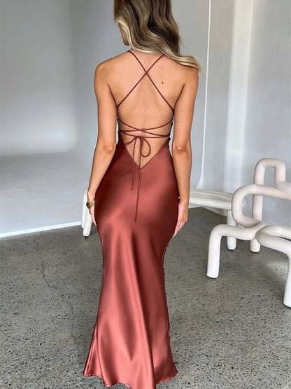 Silken Siren Backless Slip Dress