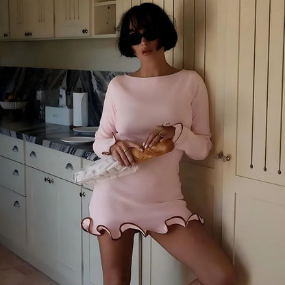 Elegant Pleated Mini Dress - Pink