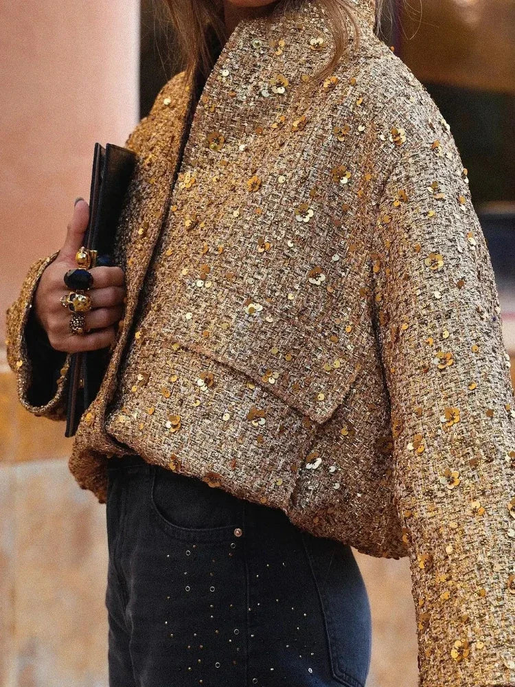 Luxe Shimmer Bomber Jacket