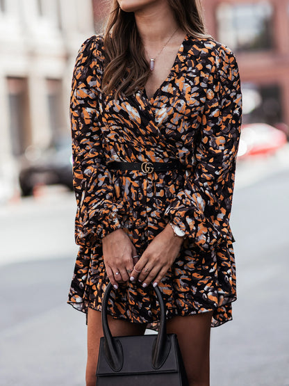 Elegant Leopard V-Neck Dress