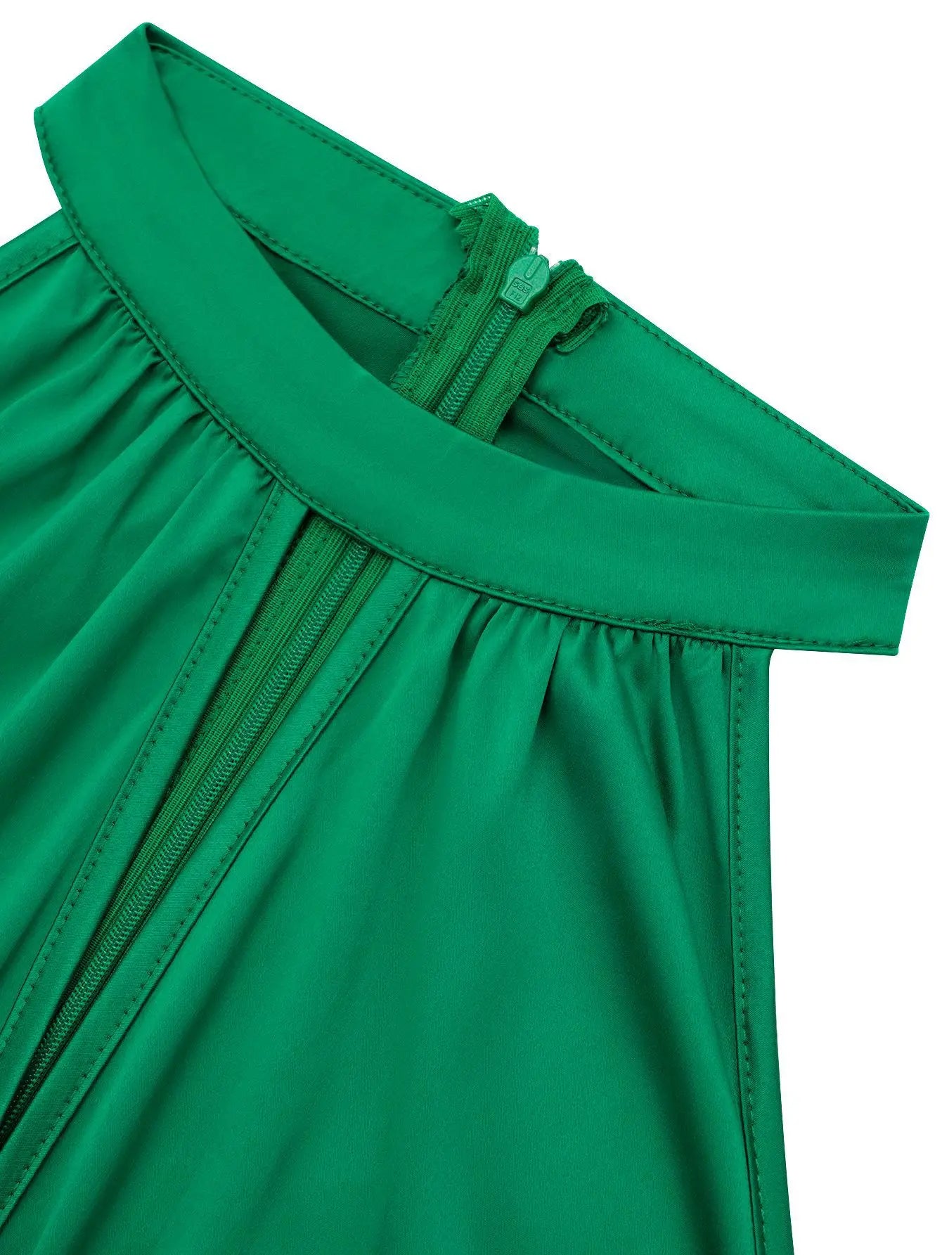 Elegant Halter Evening Midi Dress - Green