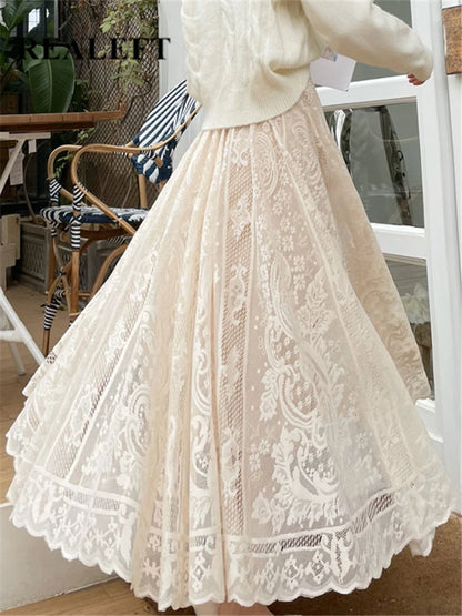 Boho Elegance Crochet Maxi Skirt