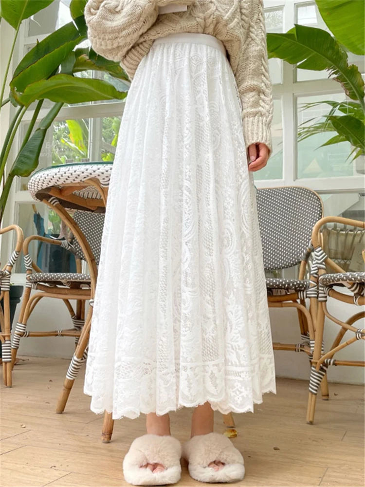 Boho Elegance Crochet Maxi Skirt