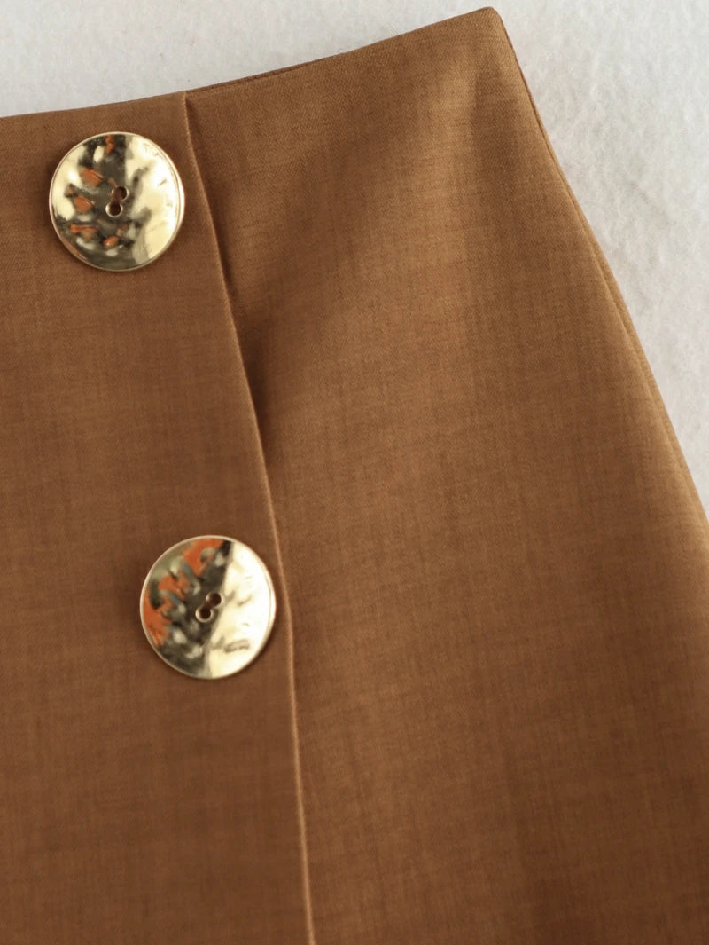 Gold Button Mini Skirt