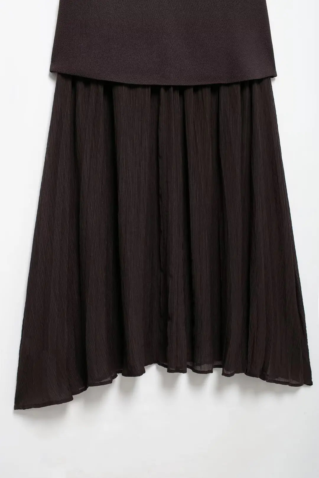 Knitted Vest & High-Waist Skirt Set - Brown Suit