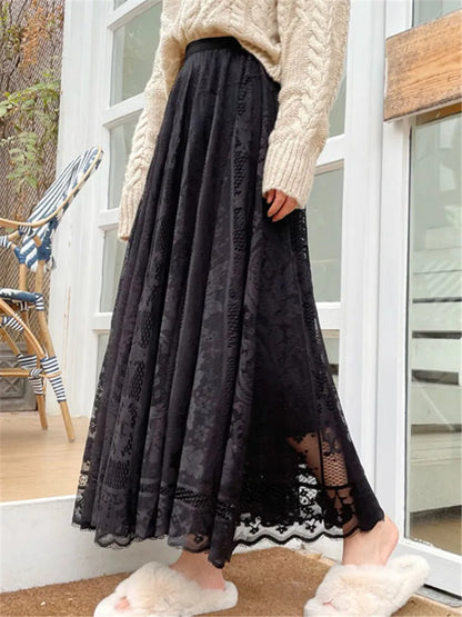 Boho Elegance Crochet Maxi Skirt