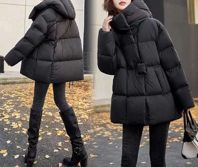 Frosty Fashion Stylish Medium-Length Down Coat