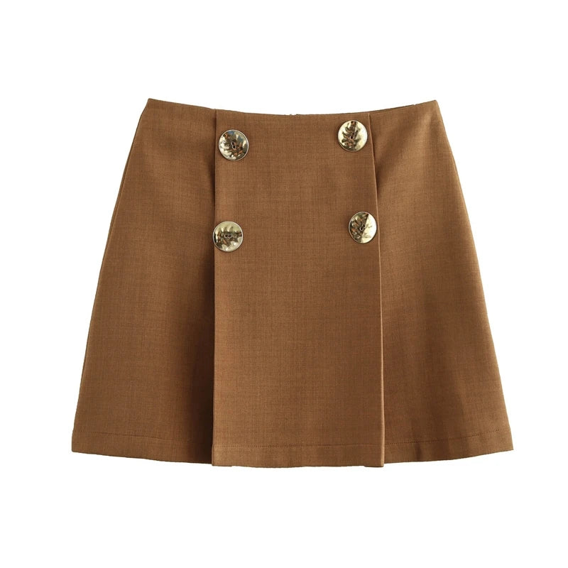 Gold Button Mini Skirt