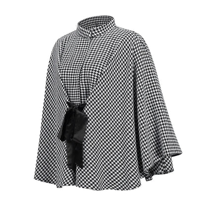 Luxury Plaid Cape Coat