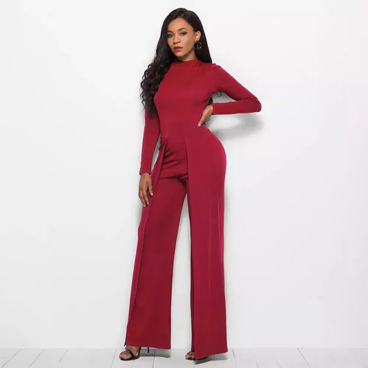 Stylish  Wide Leg Jumpsuit - Red