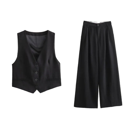 Women's Chic Two Piece Wide Leg Pant  & Top Set