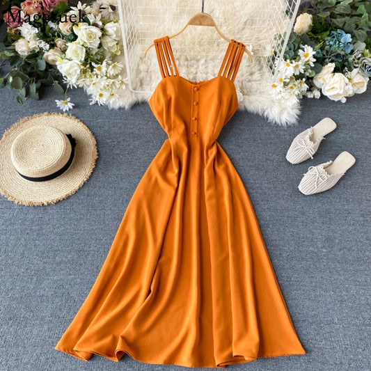 Coastal Breeze Backless Midi Dress