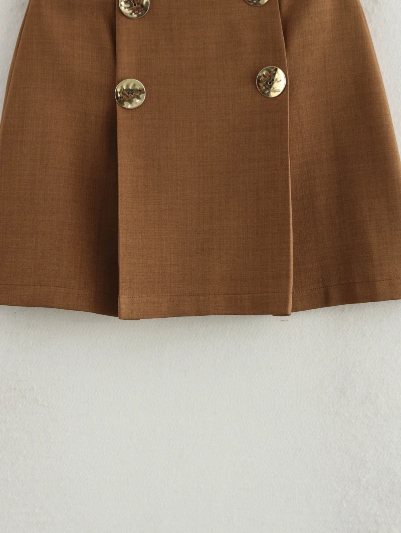 Gold Button Mini Skirt
