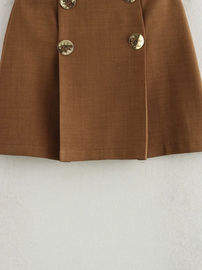 Gold Button Mini Skirt